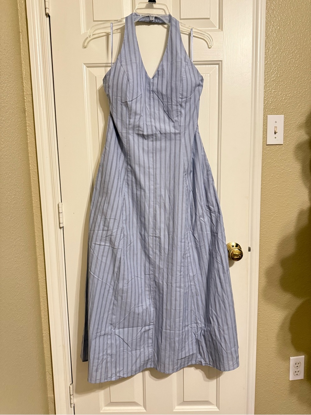 Lucky Brand Light Blue Striped Halter Maxi Dress